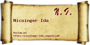 Nicsinger Ida névjegykártya